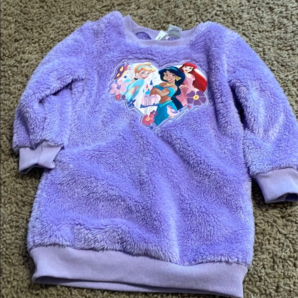 NWOT Disney Pat Pat Purple Fuzzy Disney Princess Sweatshirt 3y. Never worn